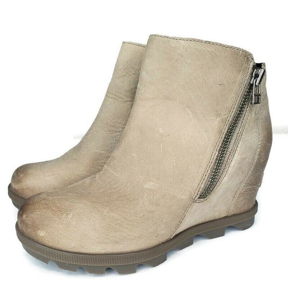 Sorel Boots Womens 6.5 Joan of Arctic II Zip Ankle Bootie NL3365-240 Brown Wedge